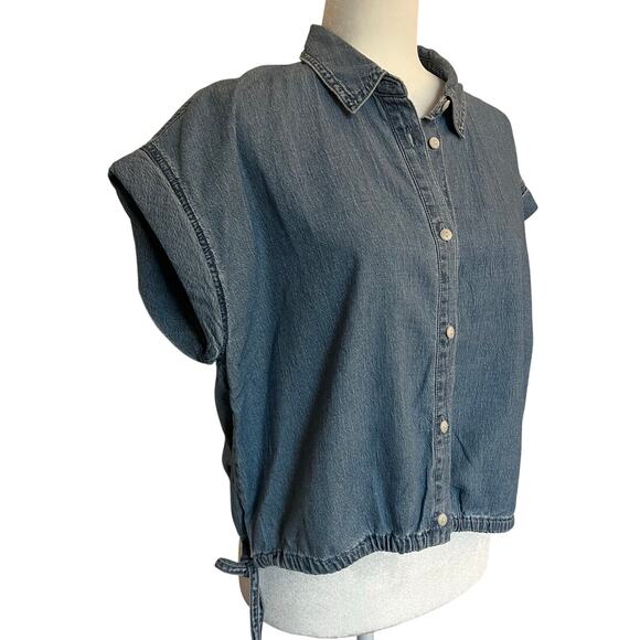 Madewell Denim Side-Tie Shirt in Aurea Wash size large - Picture 4 of 10